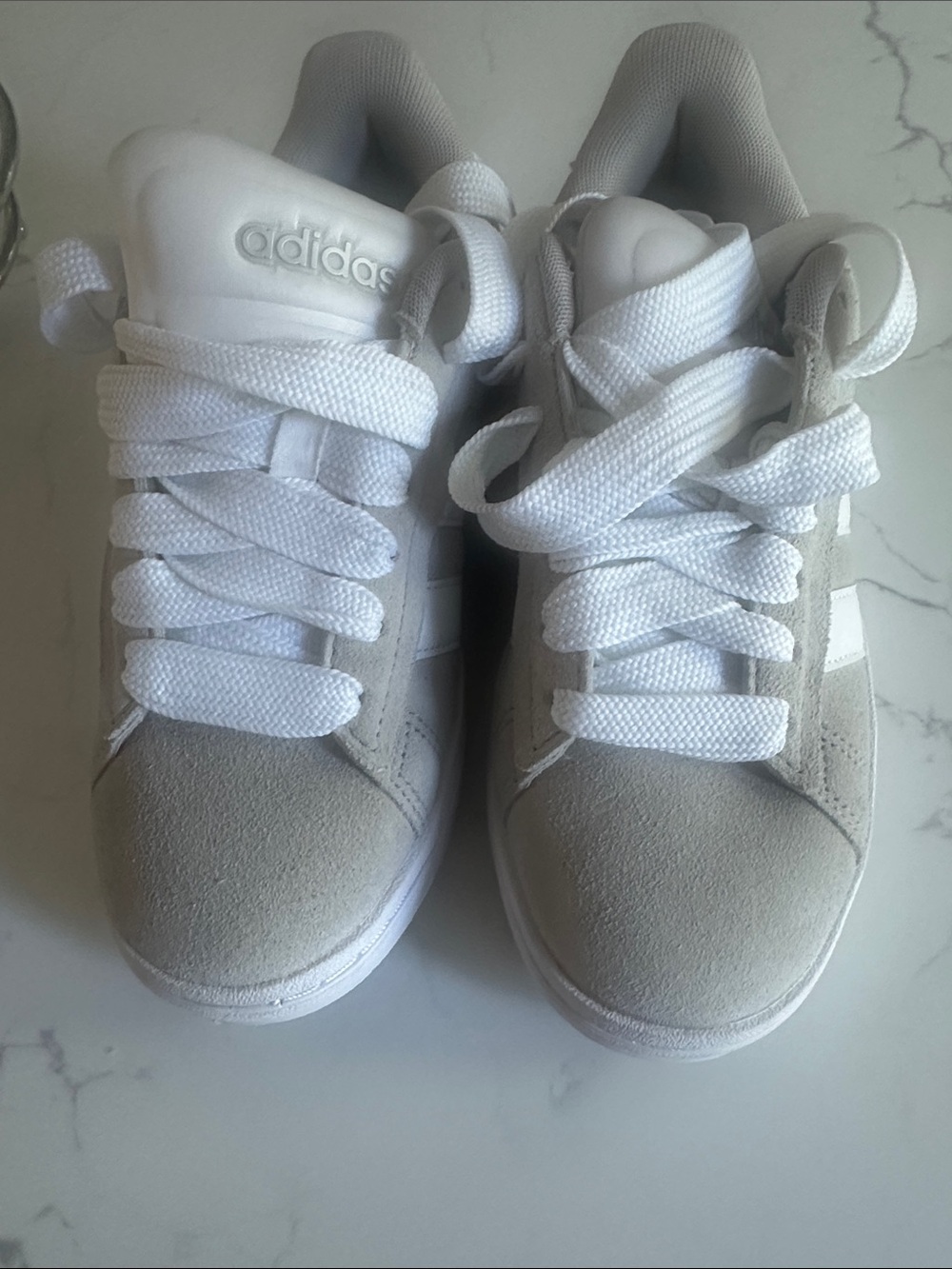 adidas Youth Low-Top Suede Sneakers in Gray and White